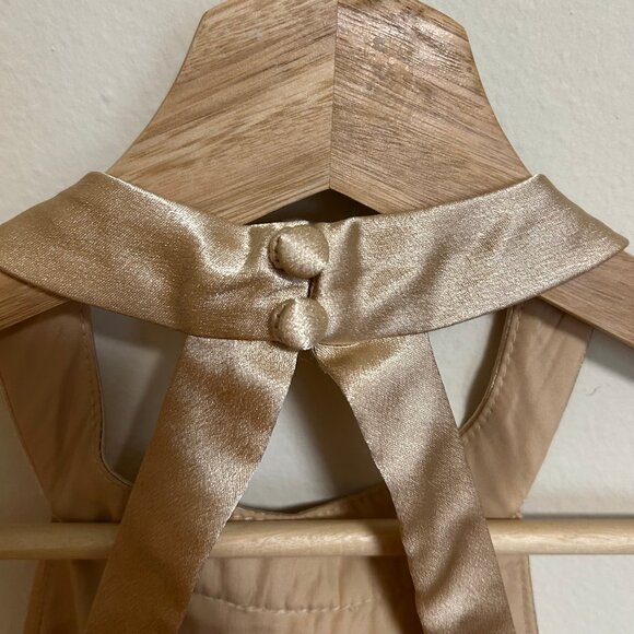 Azazie Clarice Gold Metallic Satin Bridesmaid Dress Sz 6 EUC - Picture 5 of 12